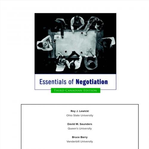 Essentials of Negotiation 3rd Canadian Edition