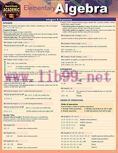 [FOX-Ebook]Elementary Algebra: A Quickstudy Laminated Reference Guide