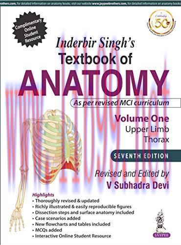 [AME]Inderbir Singh&rsquo;S Textbook Of Anatomy Volume 1 Upper Limb and Thorax, 7th Edition (Original...