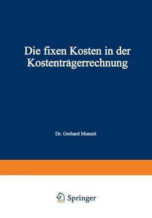 Die fixen Kosten in der Kostentr&auml;gerrechnung