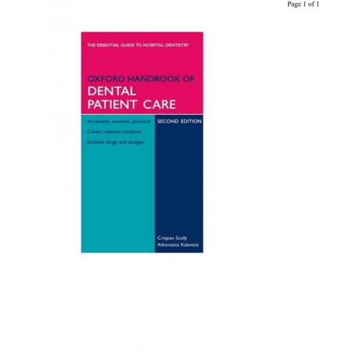 Oxford handbook of dental patient care 2nd edition