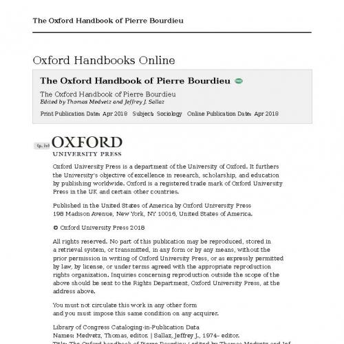 The Oxford Handbook of Pierre Bourdieu