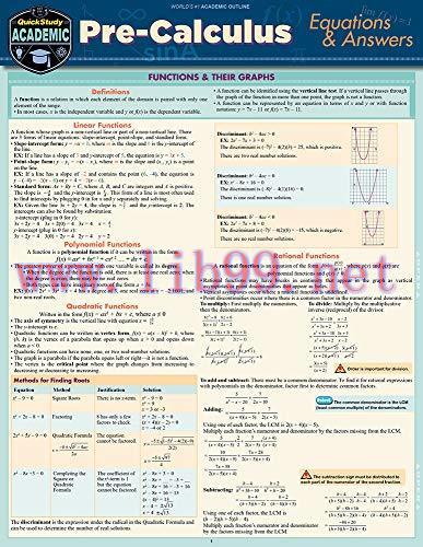 [FOX-Ebook]Pre-Calculus Equations & Answers: A Quickstudy Laminated Reference Guide