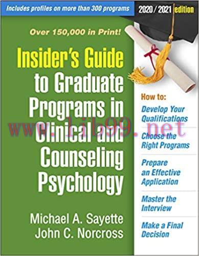 (PDF)Insider&rsquo;s Guide to Graduate Programs in Clinical and Counseling Psychology: 2020/2021 Edit...