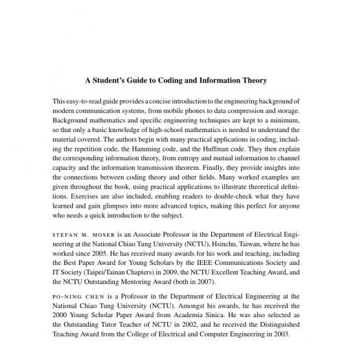 Student's Guide to Coding and Information Theory, A