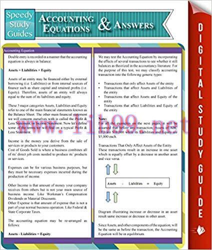 (PDF)Accounting Equations And Answers (Speedy Study Guides) (Accounting Made Simple Edition)