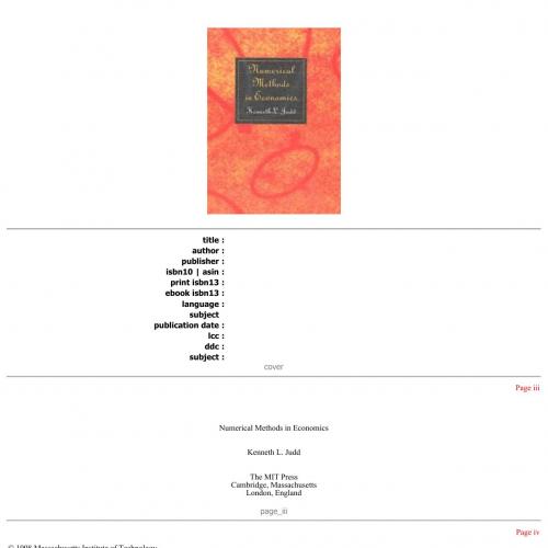 Numerical Methods in Economics