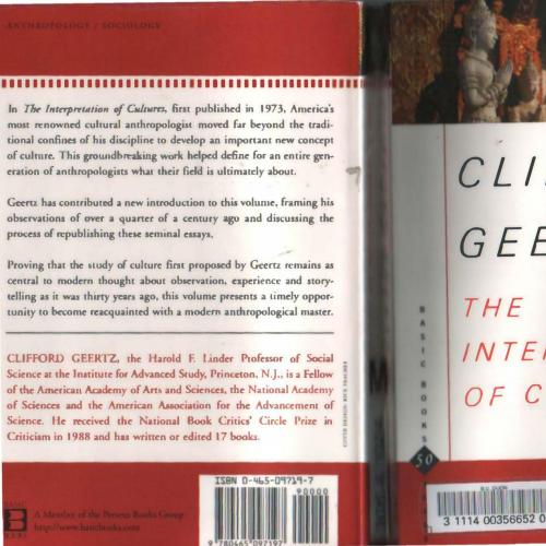 Interpretation of cultures-Geertz-