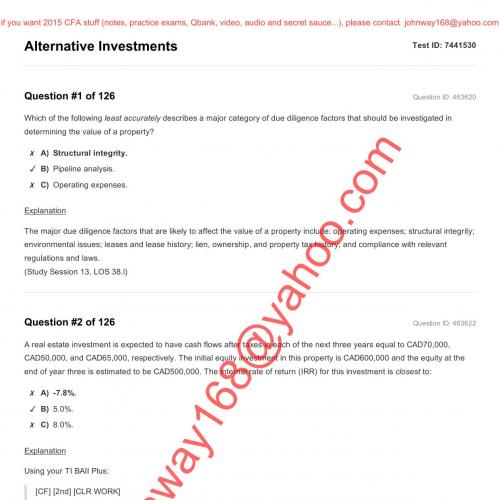 2015 CFA Schweser Qbank Level 2-Alternative Investments