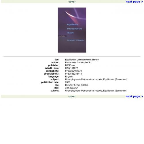 ebooksclub.org Equilibrium Unemployment Theory 2nd Edition - Unknown