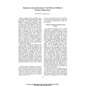 Standards versus Standards The Effects of Different Pollution Restrictions