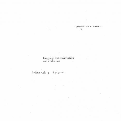 Language Test Construction and Evaluation