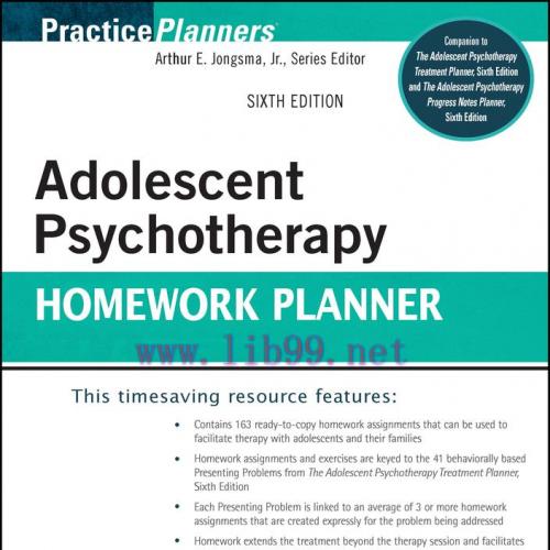 [AME]Adolescent Psychotherapy Homework Planner, 6th edition (Original PDF)