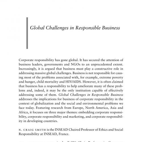 Global Challenges in Responsible Business