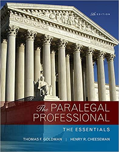 (Test Bank) The Paralegal Professional 5th Edition by Thomas F. Goldman.rar