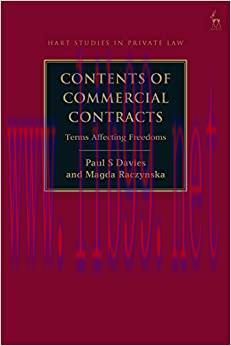(PDF)Contents of Commercial Contracts: Terms Affecting Freedoms (Hart Studies in Private Law)