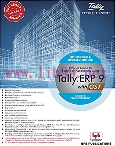 (PDF)Official Guide to Financial Accounting Using Tally. ERP 9 with GST (Release 6.4)