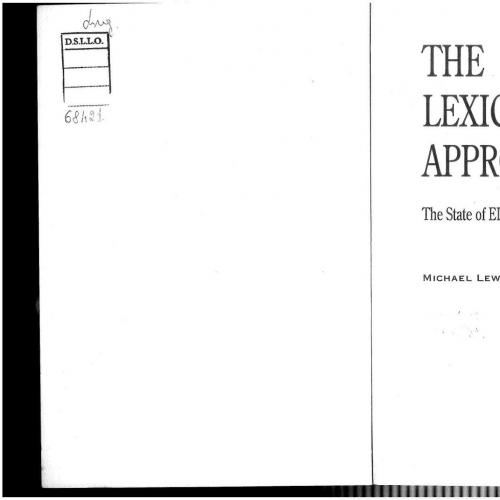 Lexical Approach_ The State of ELT and a Way Forward (Language Teaching Publications), The