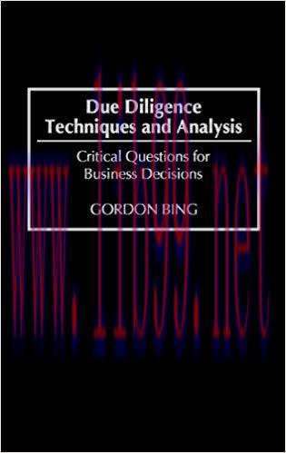 (PDF)Due Diligence Techniques and Analysis: Critical Questions for Business Decisions