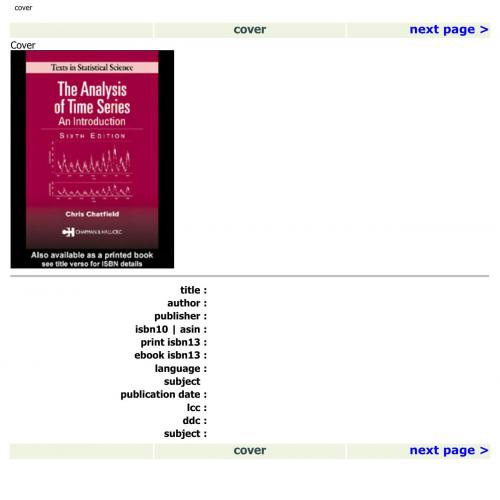 Analysis of Time Series An Introduction, Sixth Edition, The