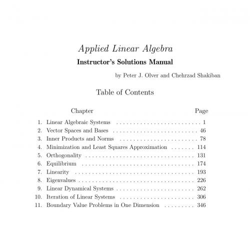 Instructor's Solution Manual for Applied Linear Algebra (with Errata)