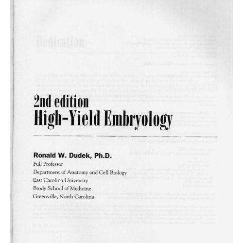 High Yield Embryology 2nd Ed