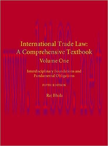 (PDF)International Trade Law: A Comprehensive Textbook, Volume 1: Interdisciplinary Foundations...