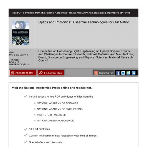 optics and photonics essential technologies for our nation