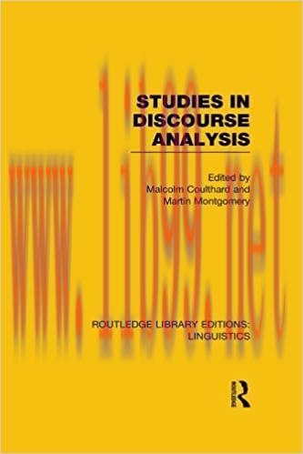 (PDF)Studies in Discourse Analysis (RLE Linguistics B: Grammar) (Routledge Library Editions: Li...