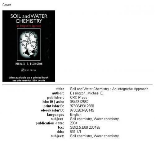 Soil and Water Chemistry An Integrative Approach
