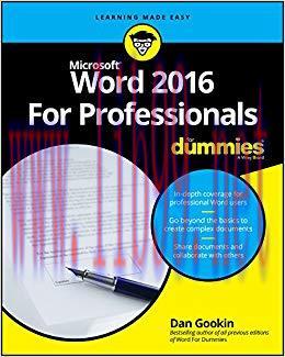 Word 2016 For Professionals For Dummies (For Dummies (Computers)) 1st Edition,