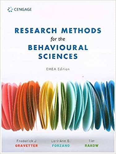 Research Methods For The Behavioural Sciences EMEA Edn