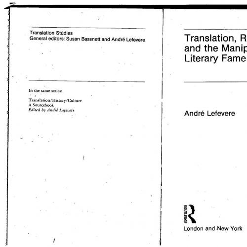 Translation, Rewriting and the Manipulation of Literary Fame