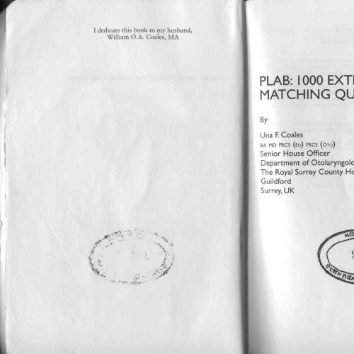 PLAB 1000 Extended Matching Questions