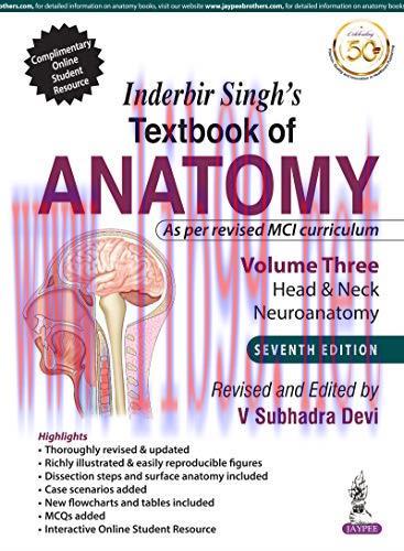 [AME]Inderbir Singh&rsquo;S Textbook Of Anatomy Volume 3 Head & Neck and Neuroanatomy, 7th Edition (O...