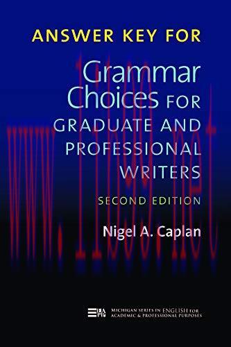 (PDF)Answer Key for Grammar Choices for Graduate and Professional Writers, Second Edition