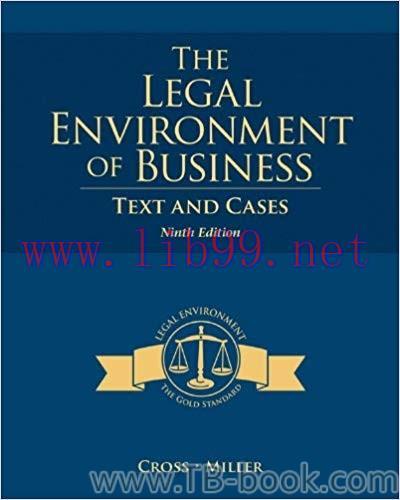 The Legal Environment of Business: Text and Cases 9th Edition by Frank B. Cross 课本