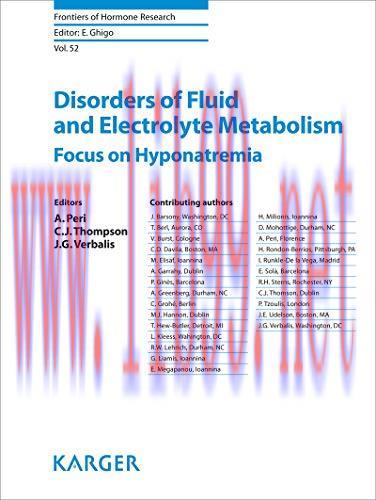 [AME]Disorders of Fluid and Electrolyte Metabolism: Focus on Hyponatremia (Frontiers of Hormone...