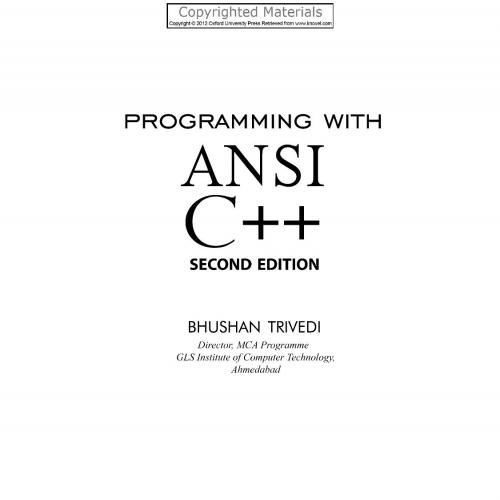 Programming with ANSI Cplusplus 2nd Edition 0198083963