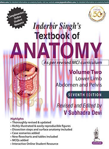 [AME]Inderbir Singh’S Textbook Of Anatomy Volume 2 Lower Limb, Abdomen and Pelvis, 7th Edition ...