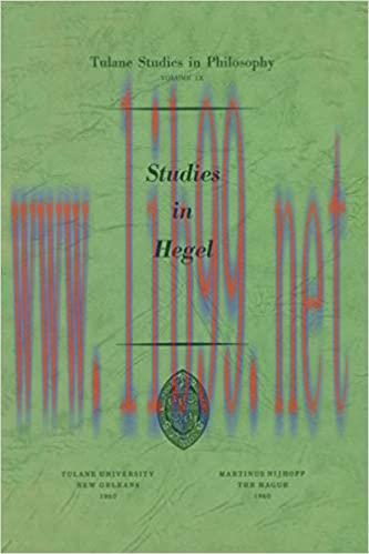 (PDF)Studies in Hegel: Reprint 1960 (Tulane Studies in Philosophy Book 9) Softcover reprint of ...