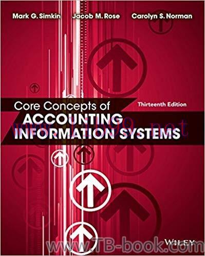 Core Concepts of Accounting Information Systems 13th Edition by Mark G. Simkin 课本