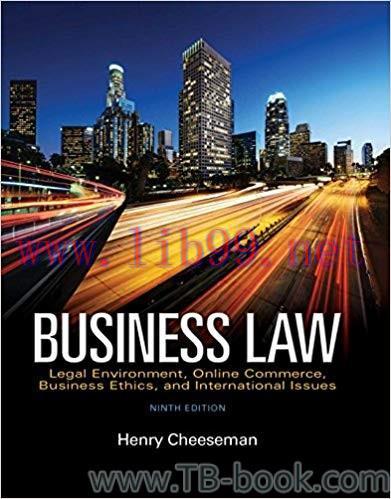 Business Law 9th Edition by Henry R. Cheeseman 题库