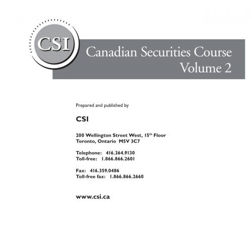 Canadian Securities Course - Volume II