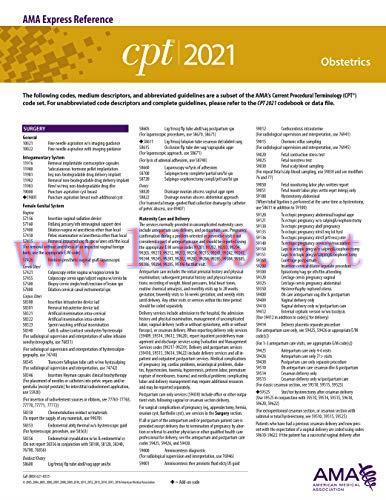 [AME]Obstetrics (CPT 2021 Express Reference Coding Card) (Original PDF)