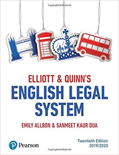 Elliott and Quinn&rsquo;s English Legal System 20th Edition