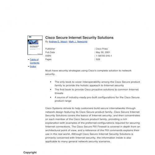 Cisco Secure Internet Security Solutions