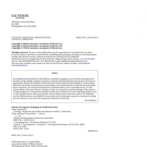 Cytology-Diagnostic Principles and Clinical Correlates, 3rd Edition