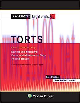 (PDF)Casenote Legal Briefs for Torts, Keyed to Epstein and Sharkey (Casenote Legal Briefs Serie...