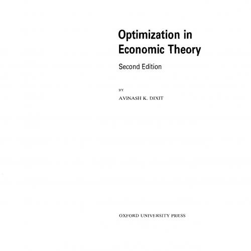 Optimization in Economic Theory